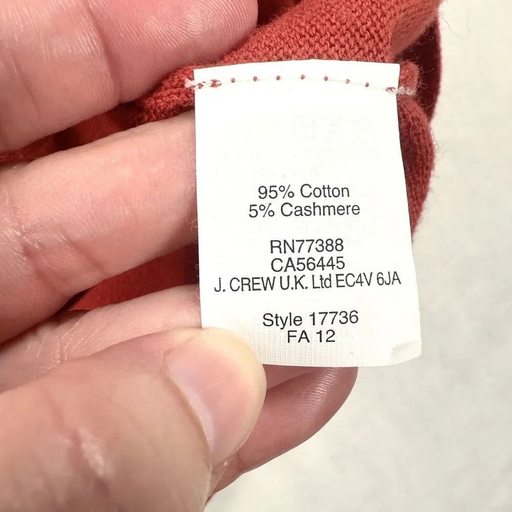 J.Crew Sweater Mens Large Orange Cotton Cashmere Blend V Neck Long Sleeve Preppy